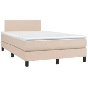 vidaXL Ramsäng med madrass & LED cappuccino 120x190 cm konstläder