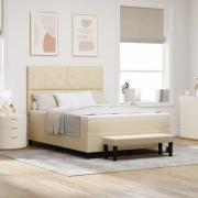 vidaXL Bäddfjäder med madrass med huvudgavel Kräm 160 x 200 cm tyg