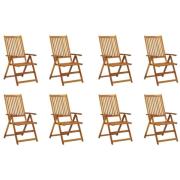 vidaXL Hopfällbara trädgårdsstolar 8 st massivt akaciaträ
