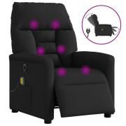 vidaXL Elektrisk massagefåtölj med uppresningshjälp svart tyg