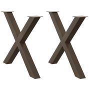 vidaXL Matbordsben X-formade 2 st naturstål 90x(72-73) cm stål