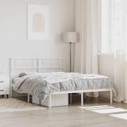 vidaXL Sängram med huvudgavel metall vit 120x190 cm