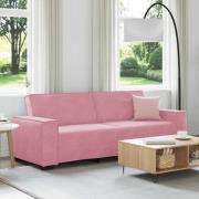 vidaXL 3-sitssoffa rosa 220x78x84 cm sammet
