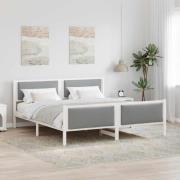 vidaXL Sängram med huvudgavel Ljusgrå 200 x 200 cm tyg
