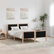 vidaXL Sängram med huvudgavel Brun och svart 140 x 190 cm Massiv furu