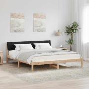 vidaXL Sängram med huvudgavel Brun och svart 200 x 200 cm Massiv furu