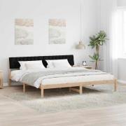 vidaXL Sängram med huvudgavel Brun och svart 200 x 200 cm Massiv furu
