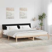 vidaXL Sängram med huvudgavel Brun och svart 200 x 200 cm Massiv furu