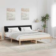 vidaXL Sängram med huvudgavel Brun och svart 180 x 200 cm Massiv furu