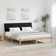 vidaXL Sängram med huvudgavel Brun och svart 200 x 200 cm Massiv furu