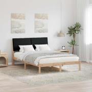 vidaXL Sängram med huvudgavel Brun och svart 150 x 200 cm Massiv furu