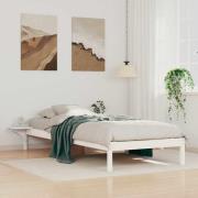 vidaXL Sängram med sidobord Vit 100 x 220 cm Massiv furu