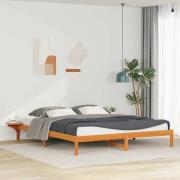 vidaXL Sängram med sidobord Vaxbrun 180 x 220 cm Massiv furu
