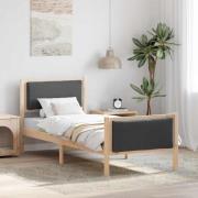 vidaXL Sängram med huvudgavel Mörkgrå 75 x 190 cm tyg