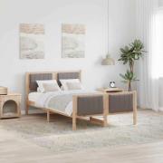 vidaXL Sängram med huvudgavel Brun och taupe 120 x 190 cm Massiv furu
