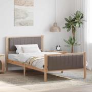 vidaXL Sängram med huvudgavel Brun och taupe 100 x 200 cm Massiv furu