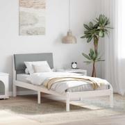vidaXL Sängram med huvudgavel Vit och ljusgrå 80 x 200 cm Massiv furu