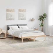 vidaXL Sängram Brun och ljusgrå 135 x 190 cm Massiv furu