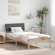 vidaXL Sängram med huvudgavel brun och mörkgrå 90 x 200 cm Massiv furu