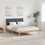 vidaXL Sängram brun och mörkgrå 140 x 200 cm Massiv furu