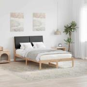 vidaXL Sängram brun och mörkgrå 135 x 190 cm Massiv furu