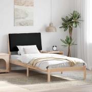 vidaXL Sängram med huvudgavel Brun och svart 90 x 190 cm Massiv furu