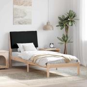 vidaXL Sängram med huvudgavel Brun och svart 75 x 190 cm Massiv furu