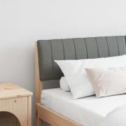 vidaXL Klädd sänggavel Mörkgrå 150 cm Massiv furu