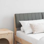 vidaXL Klädd sänggavel Mörkgrå 135 cm Massiv furu