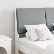 vidaXL Klädd sänggavel Ljusgrå 135 cm Massiv furu