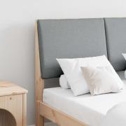 vidaXL Klädd sänggavel Ljusgrå 120 cm Massiv furu