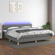 vidaXL Ramsäng med madrass & LED mörkgrå 200x200 cm tyg