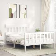 vidaXL Sängram utan madrass vit 140x190 cm massiv furu