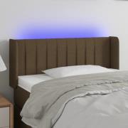 vidaXL Sänggavel LED mörkbrun 103x16x78/88 cm tyg