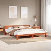 vidaXL Sängram utan madrass vaxbrun 200x200 cm massiv furu
