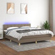 vidaXL Ramsäng med madrass & LED taupe 160x200 cm tyg