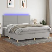 vidaXL Ramsäng med madrass & LED ljusgrå 200x200 cm tyg