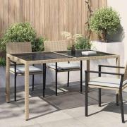vidaXL Utebord 150x90x75 cm Härdat glas och konstrotting beige