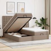 vidaXL Ottoman sängram med madrasser cappuccino 180x200 cm konstläder