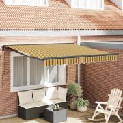 vidaXL Utfällbar markis Flerfärgad rand 350x250 cm tyg