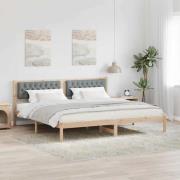 vidaXL Sängram med huvudgavel Ljusgrå 200 x 200 cm Massiv furu
