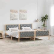 vidaXL Sängram med huvudgavel Ljusgrå 200 x 200 cm Massiv furu