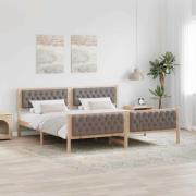 vidaXL Sängram med huvudgavel Taupe 200 x 200 cm Massiv furu