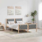 vidaXL Sängram med huvudgavel Ljusgrå 150 x 200 cm Massiv furu