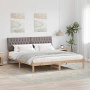 vidaXL Sängram med Klädd Huvudgavel Brun 180 x 200 cm Massiv furu