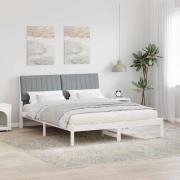 vidaXL Sängram med huvudgavel Vit 160 x 200 cm Massiv furu