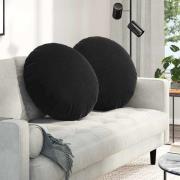 vidaXL Sittkuddar 2 pcs Svart Ø60 x 21 cm Sammet