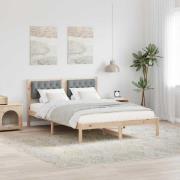 vidaXL Sängram med huvudgavel Ljusgrå 150 x 200 cm Massiv furu