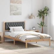 vidaXL Sängram med huvudgavel Mörkgrå 100 x 200 cm Massiv furu