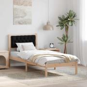 vidaXL Sängram med huvudgavel Svart 80 x 200 cm Massiv furu